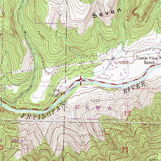 Topographic Map of Seven Castles Creek, CO