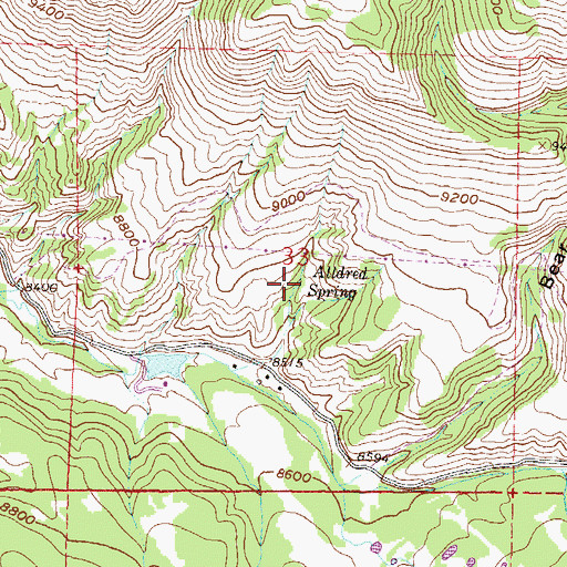 Topographic Map of Alldred Spring, CO