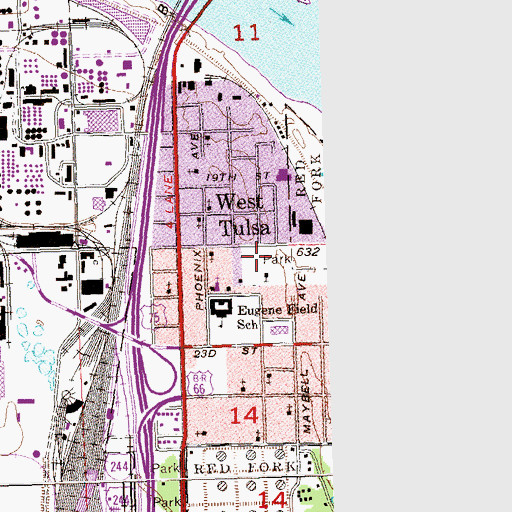 Topographic Map of West Tulsa Park, OK