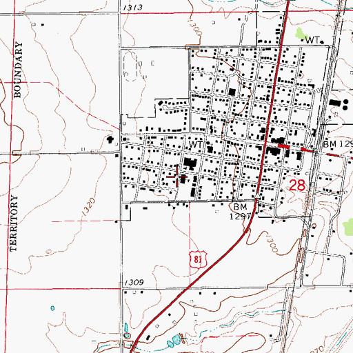 Topographic Map of Minco Elementary School, OK