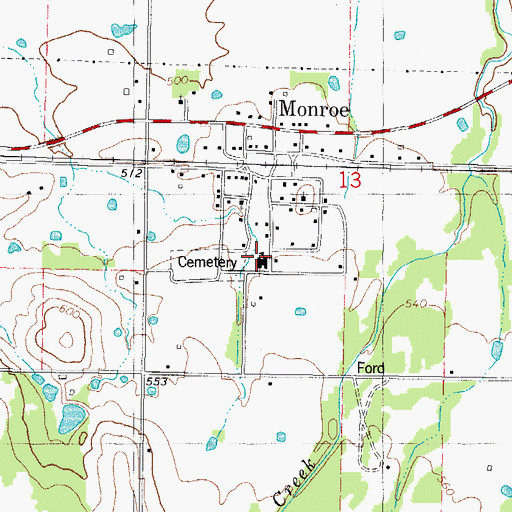 Topographic Map of Monroe Elementary School, OK