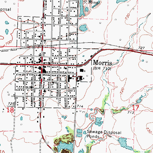 Topographic Map of Morris Elementary School, OK