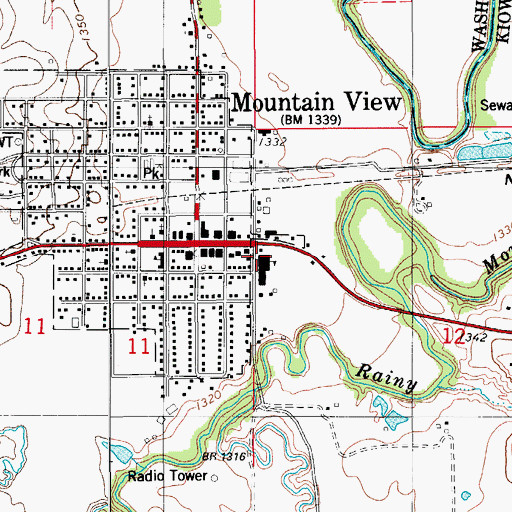 Topographic Map of Mountain View - Gotebo High School, OK