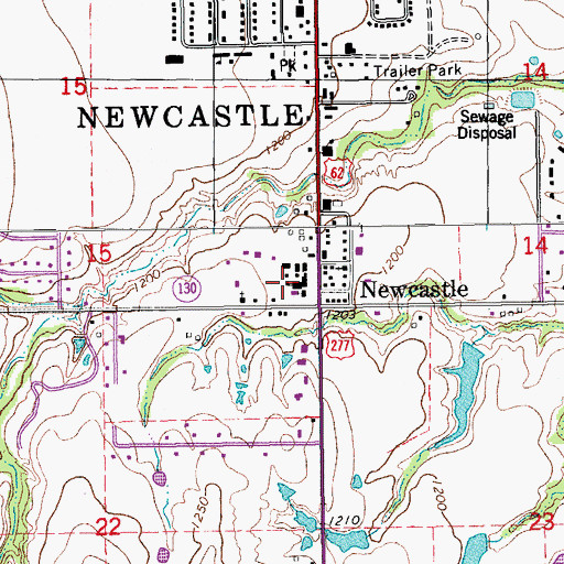 Topographic Map of Newcastle High School, OK