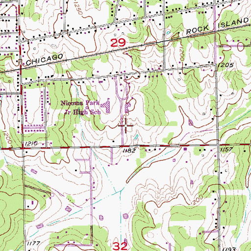 Topographic Map of Nicoma Park Elementary School, OK