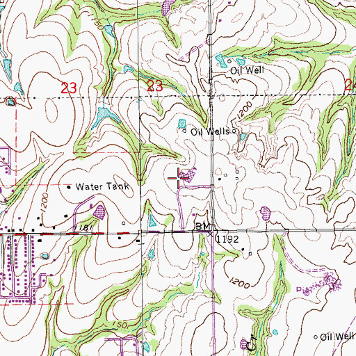 Topographic Map of Noble High School, OK