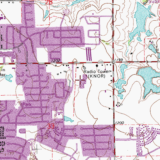 Topographic Map of Irving Middle School, OK