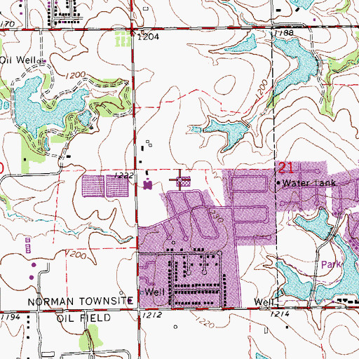 Topographic Map of Eisenhower Elementary School, OK