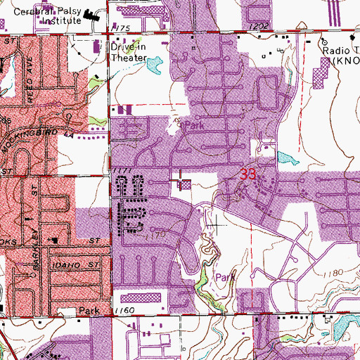 Topographic Map of Kennedy Elementary School, OK