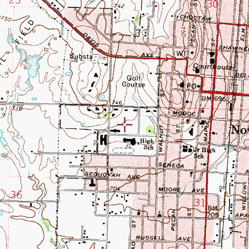 Topographic Map of Glenn C. Moore  Elementary School, OK