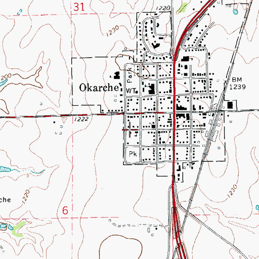 Topographic Map of Saint John Lutheran School, OK