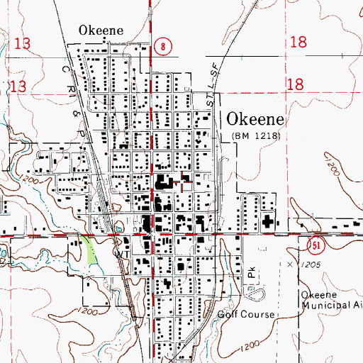 Topographic Map of Okeene Elementary School, OK