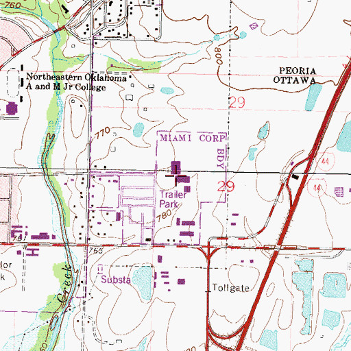 Topographic Map of Miami High School, OK