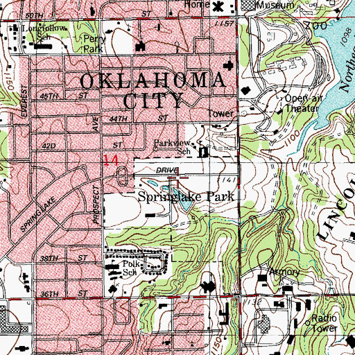Topographic Map of Computer Office Training Center, OK
