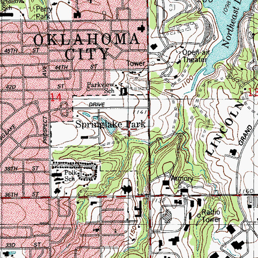 Topographic Map of Metro Technology Centers Springlake Campus, OK