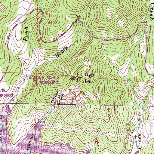 Topographic Map of Gyp Hill, CO