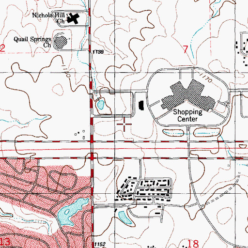 Topographic Map of Platt College - Oklahoma City North Campus, OK