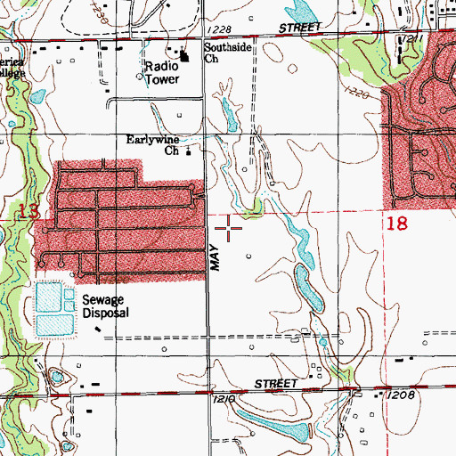 Topographic Map of Earlywine Elementary School, OK