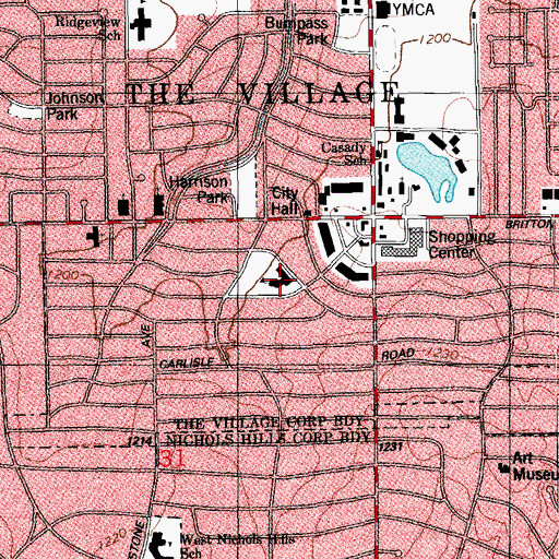 Topographic Map of Johnson Elementary School, OK