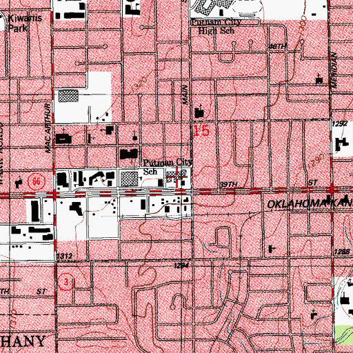 Topographic Map of Central Intermediate Elementary School, OK