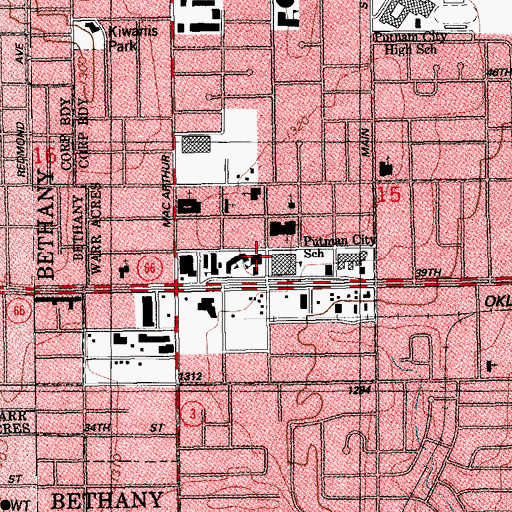 Topographic Map of Central Elementary School, OK