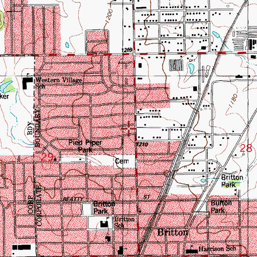 Topographic Map of Harvest Hills Elementary School, OK