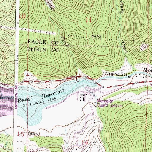Topographic Map of Two by Four Creek, CO