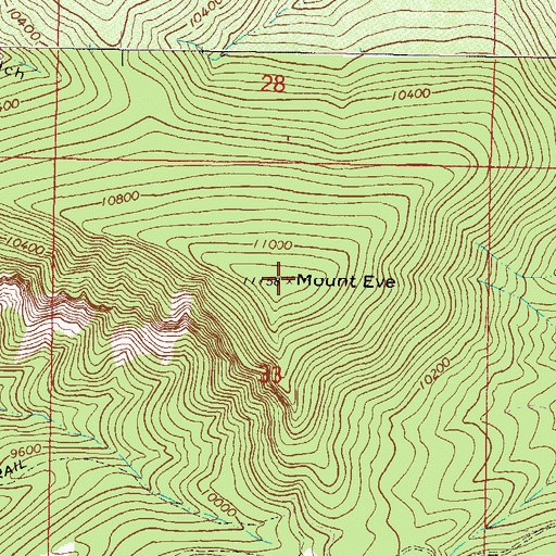 Topographic Map of Mount Eve, CO