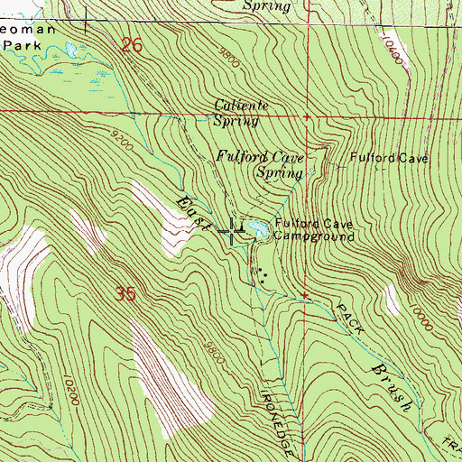Topographic Map of Fulford Cave Campground, CO