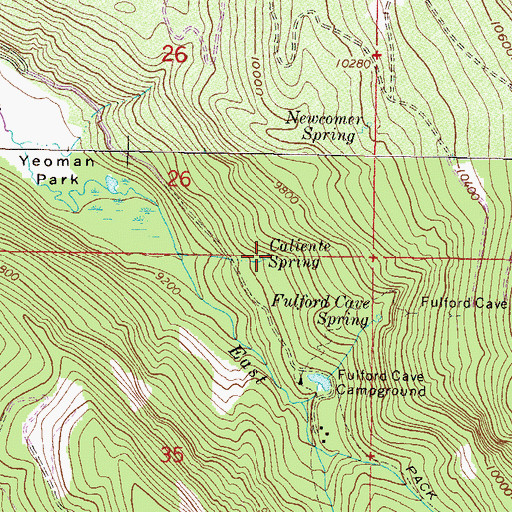 Topographic Map of Caliente Spring, CO