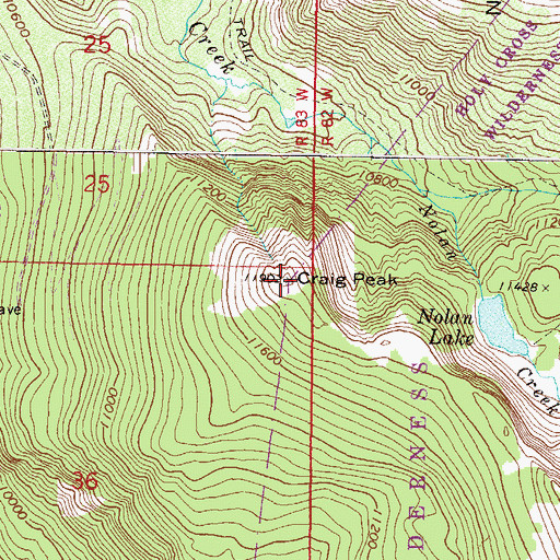 Topographic Map of Craig Peak, CO