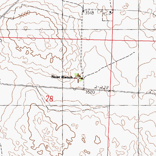 Topographic Map of Sizer Ranch, NE