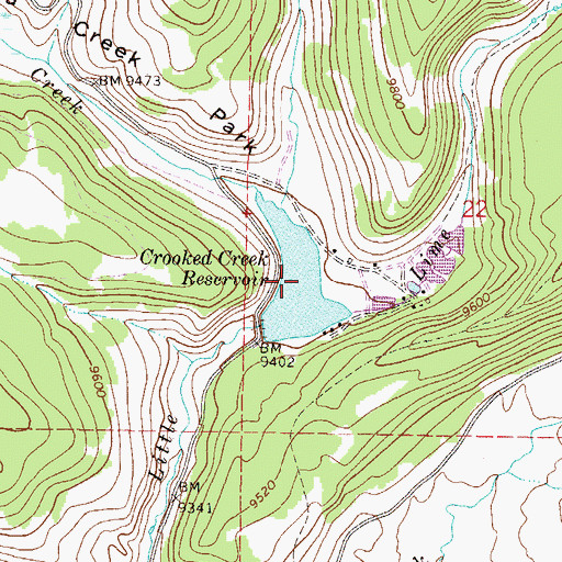 Topographic Map of Crooked Creek Reservoir, CO