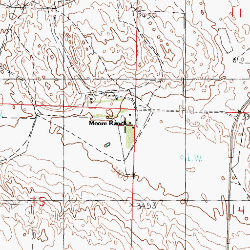 Topographic Map of Moore Ranch, NE