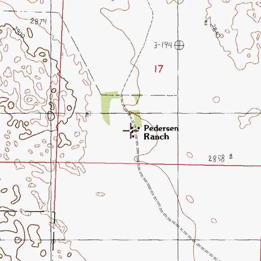 Topographic Map of Pederson Ranch, NE
