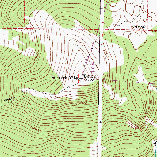 Topographic Map of Burnt Mountain, CO