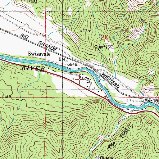 Topographic Map of Swissvale Warm Springs, CO