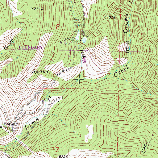 Topographic Map of Lime Creek Canyon, CO