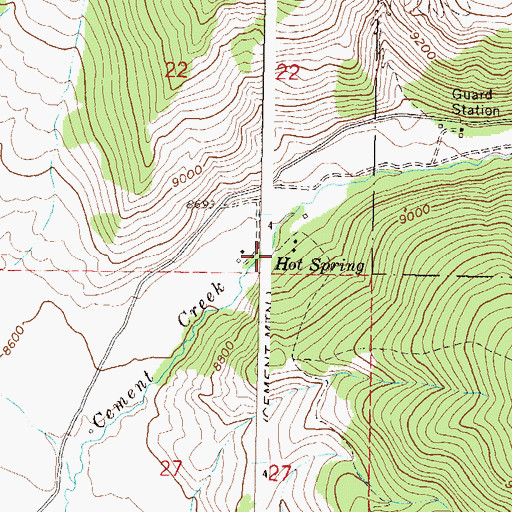 Topographic Map of Ranger Hot Spring, CO