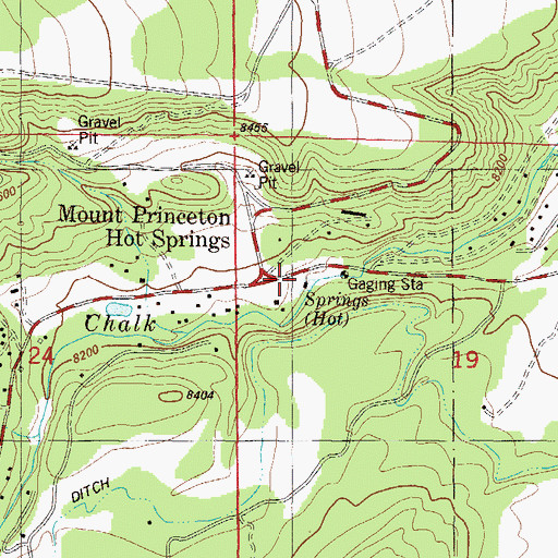 Topographic Map of Mount Princeton Hot Springs, CO