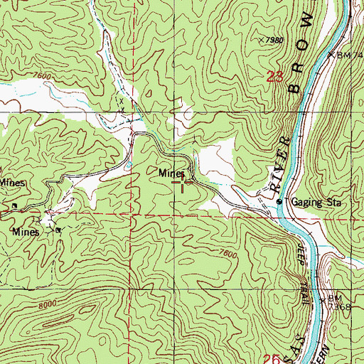 Topographic Map of Browns Canyon Warm Spring, CO