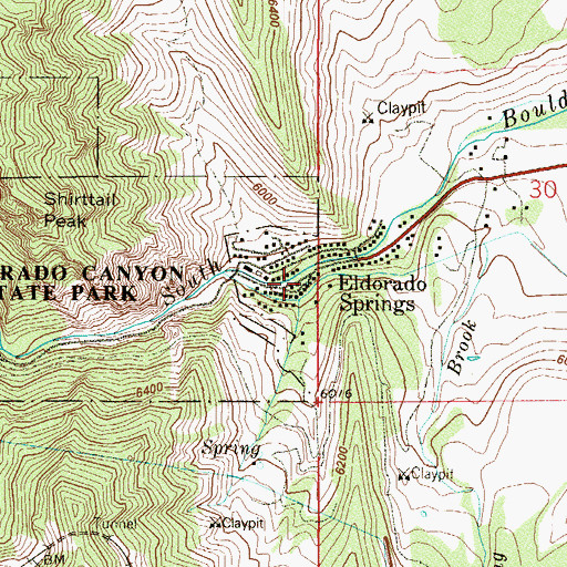 Topographic Map of Eldorado Springs, CO