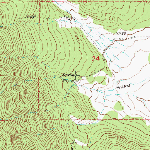 Topographic Map of Rhodes Warm Spring, CO