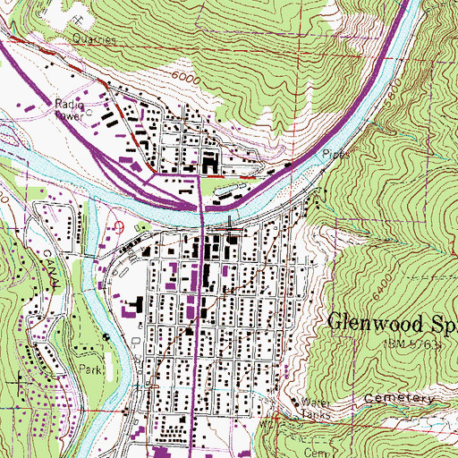 Topographic Map of Glenwood Springs, CO