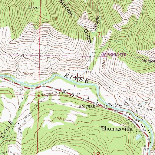 Topographic Map of Suicide Gulch, CO