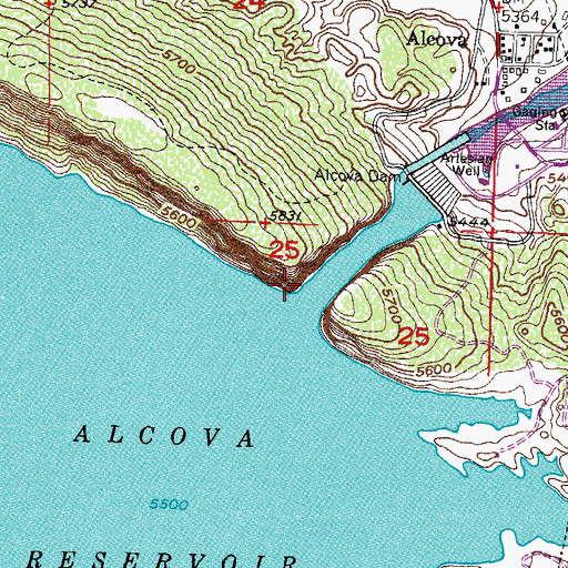 Topographic Map of Alcova Hot Springs, WY