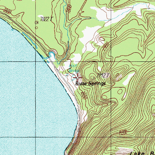Topographic Map of Butte Springs, WY