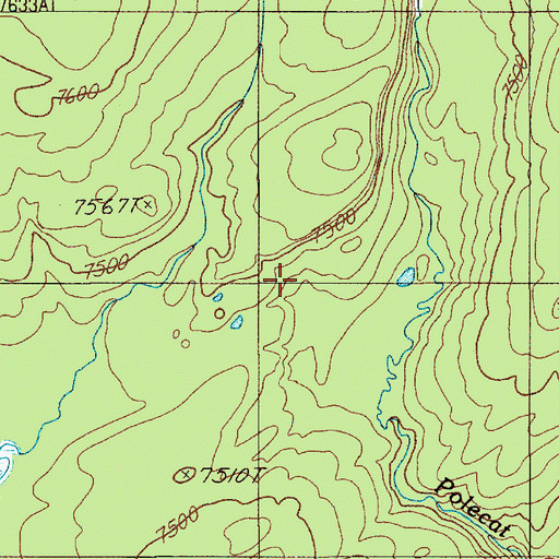 Topographic Map of Crawfish Creek Hot Springs, WY