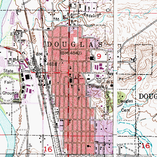 Topographic Map of Memorial Hospital of Converse County, WY