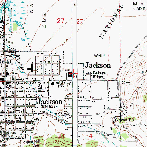 Topographic Map of Saint John's Medical Center, WY